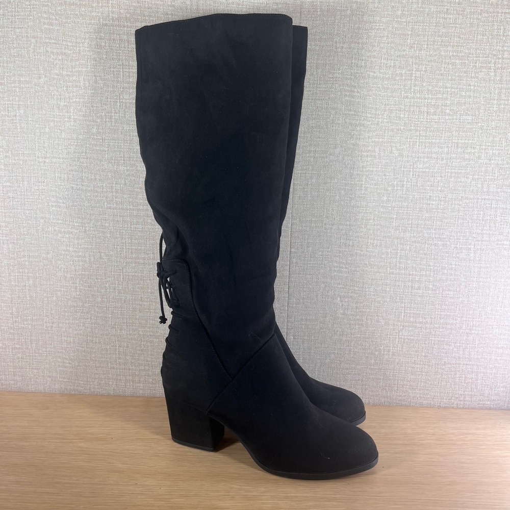 Journee Collection Leeda Womens 12 Black Knee High Boots Lace Up Dark Academia